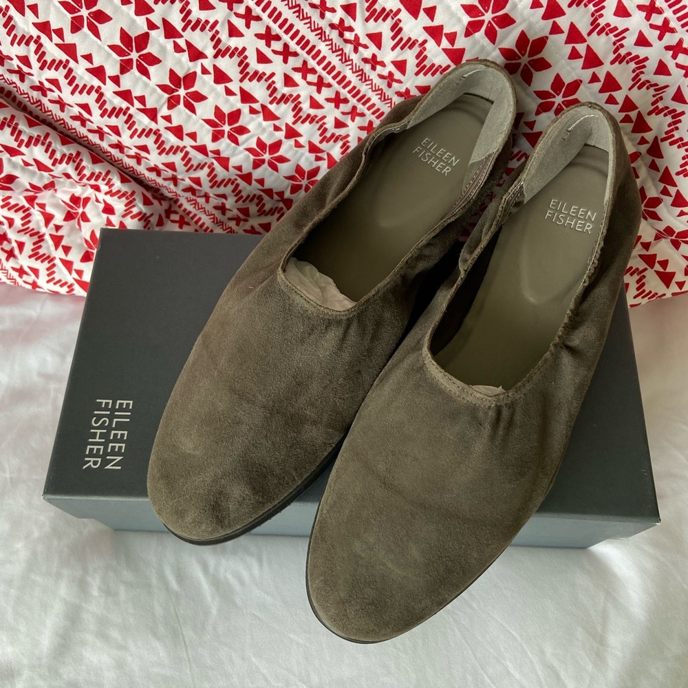 Eileen Fisher Suede Slip-On Wedge Shoes